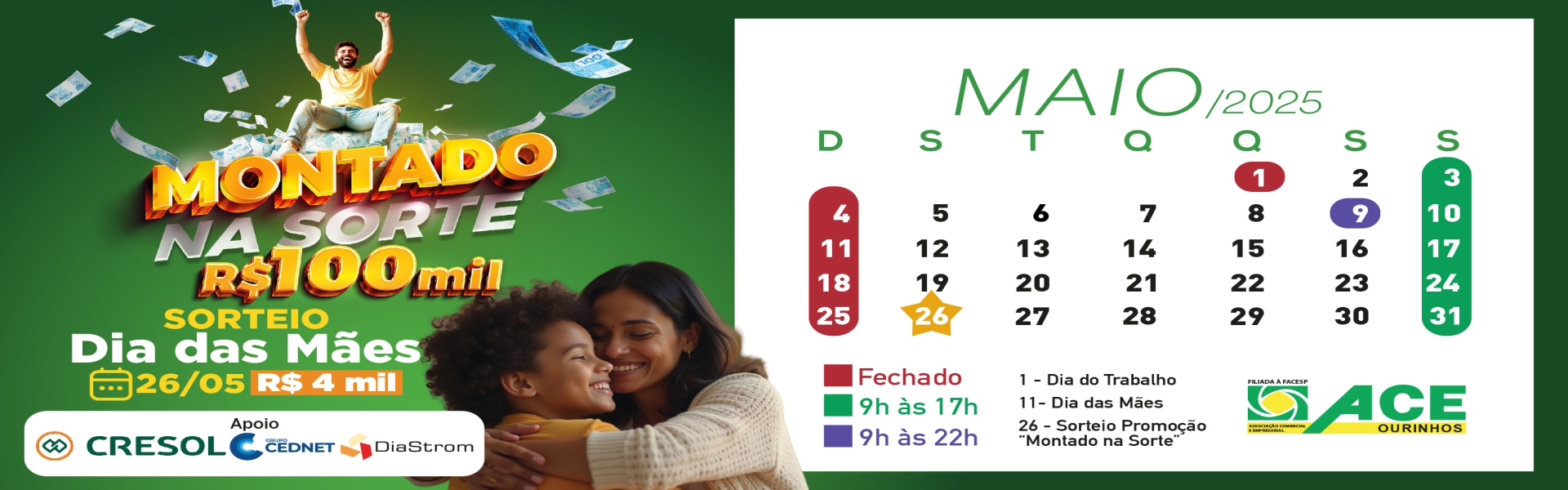 Calendário maio de 2025